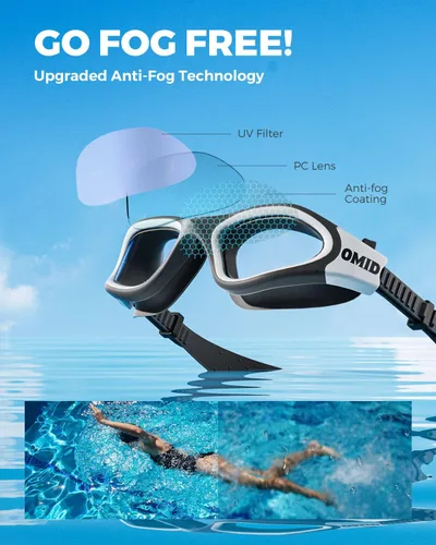 Vista 2 de OMID Gafas de natación, P2 Lite cómodas gafas de natación antivaho para hombres y mujeres