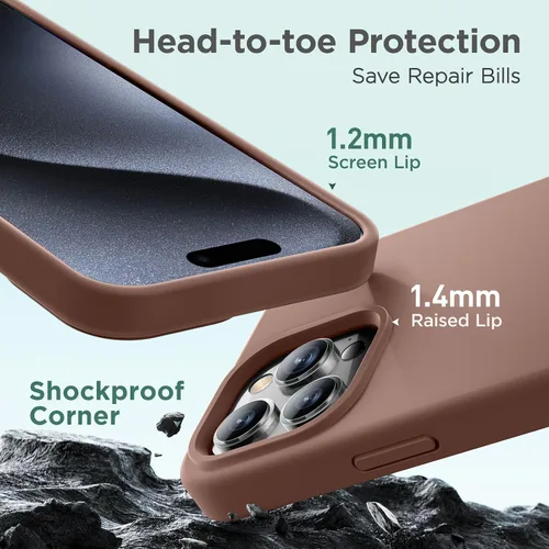 Vista 7 de Cordking Funda diseñada para iPhone 15 Pro Max, funda de silicona ultradelgada, a prueba de golpes con [forro de microfibra suave antiarañazos], 6.7
