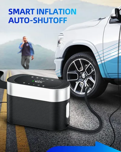 Vista 5 de Inflador de neumáticos, compresor de aire portátil de 12 V CC, bomba de aire ultra rápida para neumáticos de automóvil, bomba de aire de neumáticos