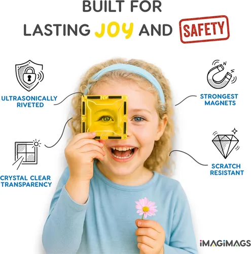 Vista 3 de Azulejos magnéticos de construcción, juego de cúpula arquitectónica de 48 piezas para niños y niñas, actividades educativas de aprendizaje creativo