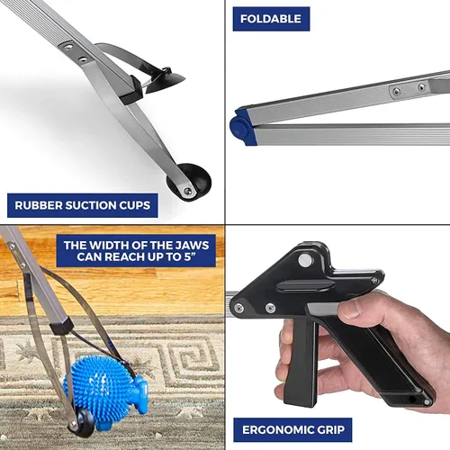 Vista 3 de Herramienta de agarre de alcance, dispositivo de agarre, pinza plegable ligera y duradera que extiende el alcance del brazo hasta 32 pulgadas, ideal