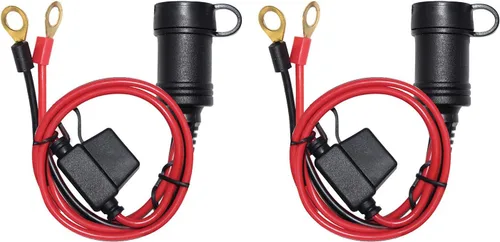 [Paquete de 2] 3 pies 12 V enchufe hembra batería ojal anillo terminal 12 voltios cable de extensión adaptador de salida enchufe fuente de