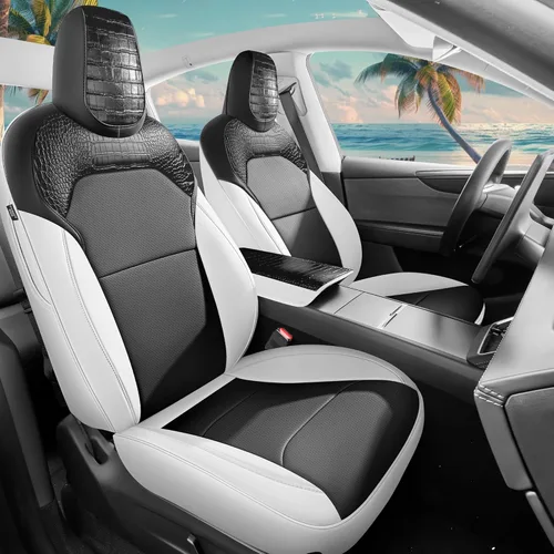 Vista 24 de Funda de asiento impermeable para Tesla Model 3 2017, 2018, 2019, 2020, 2021, 2022, 2023, color negro, modelo 3