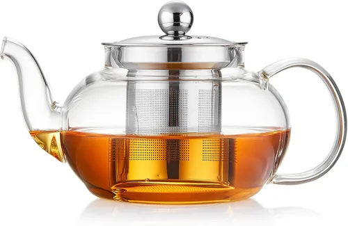 Vista 8 de DOPUDO Tetera de vidrio de 40 onzas (1200ML) con infusor apta para estufa, hervidor tetera de vidrio transparente, tetera de borosilicato con filtro
