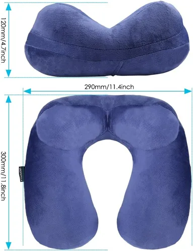 Vista 2 de urophylla Almohada inflable de viaje para avión, almohada inflable de terciopelo suave para el cuello de viaje para aviones, tren, automóvil, hogar