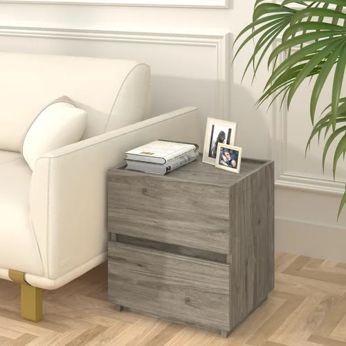 Vista 28 de furtble Cómoda apilable de 2 cajones, cómoda pequeña para armario, mesita de noche moderna para dormitorio, mesa auxiliar con cajón