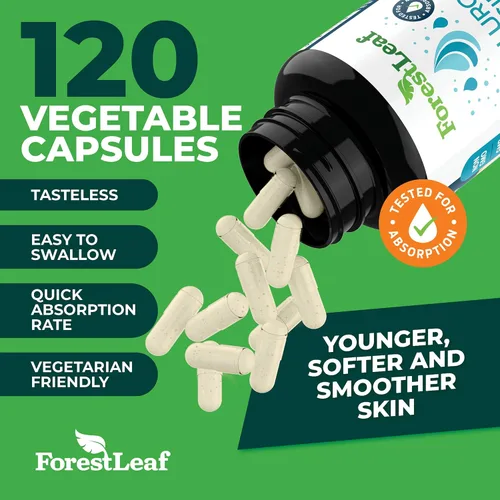 Vista 5 de ForestLeaf Suplementos de ácido hialurónico Cápsulas de polvo de ácido hialurónico dietético de 100 mg de alta biodisponibilidad + 50 mg de VIT C