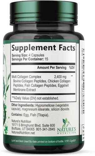 Vista 9 de Multi colágeno 2400 mg por porción – Fórmula avanzada tipos I, II, III, V, X – Píldoras de colágeno múltiple hidrolizadas – Suplemento de péptidos