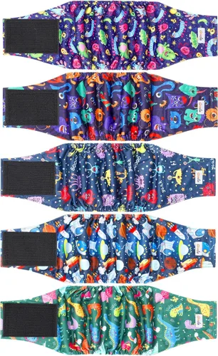 Vista 21 de Paquete de 5 pañales reutilizables para perros machos, bandas para el vientre de alta absorción para perros machos, para perros en incontinencia