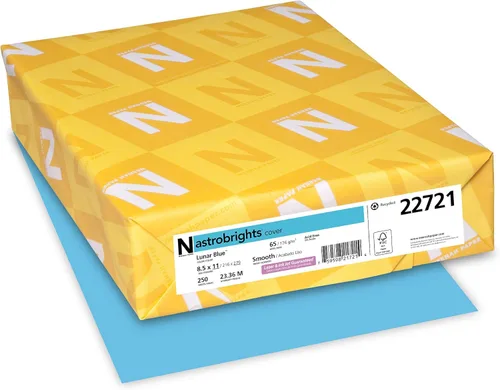 Neenah Paper 21911 Astrobrights Cartulina de colores, 8.5 pulgadas x 11 pulgadas, 65 lb176 GSM, azul despejado, 250 hojas