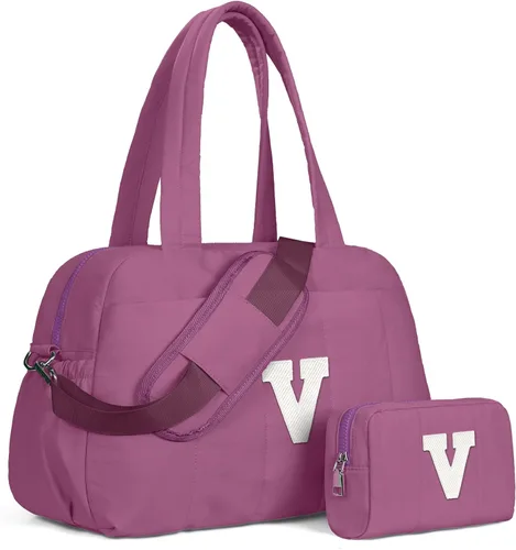 Vista 23 de Bolsa de lona Vogewood, bolsas personalizadas de fin de semana para mujer, bolsas de viaje con estuche de maquillaje, regalos de cumpleaños, Beige