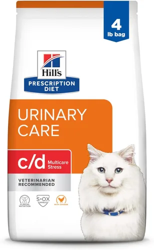 Vista 16 de Comida seca para gatos Hill's Prescription Diet c/d Multicare Stress Urinary Care sabor a pescado del océano, dieta veterinaria, bolsa de 8.5 lb