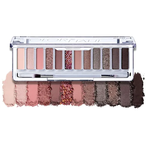JOAH Color Haul Paleta de sombras de ojos, kit de maquillaje de ojos de tamaño de viaje, sombra de ojos mate y brillante, maquillaje coreano, 12