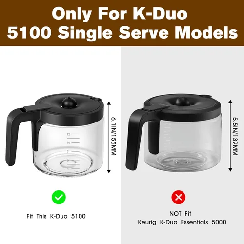 Vista 3 de Cafetera de vidrio de 12 tazas de repuesto Keurig K-Duo 5100 Single Serve K-Cup Pod & Carafe Coffee Maker