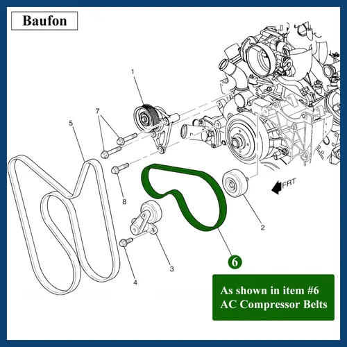 Vista 2 de 12576447 Correa de CA para Chevy Tahoe Suburban Silverado Avalanche Express, Cadillac Escalade, GMC Savana Sierra 1500 2500 3500 Yukon Denali
