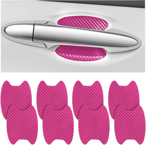 Vista 10 de 4 calcomanías protectoras para manija de puerta de automóvil, película protectora universal de fibra de carbono antiarañazos para la mayoría