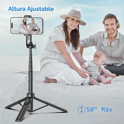 Vista 3 de Palo Selfie Trípode de Viaje para Teléfono Celular con Control Remoto y Soporte para Teléfono, Palo Selfie Extensible para iPhone, Trípode para Negro