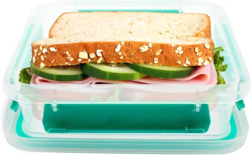 Biosmart Contenedor para sándwich: 1 paquete reutilizable, sin BPA, almacenamiento de alimentos de plástico con cierre a presión, recipiente para