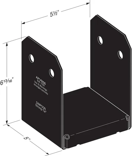 Vista 7 de Simpson Strong Tie APVB66 Outdoor Accents Avant Collection ZMAX, base de poste con recubrimiento en polvo negro para 6x6