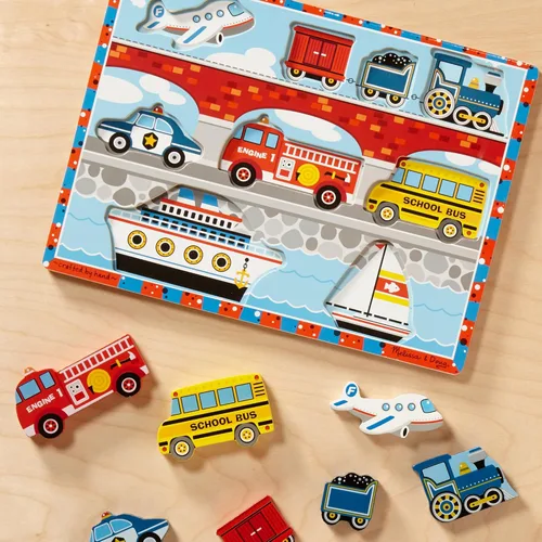 Vista 10 de Melissa & Doug Vehículos Rompecabezas grueso de madera - Avión, tren, coches y barcos (9 piezas)