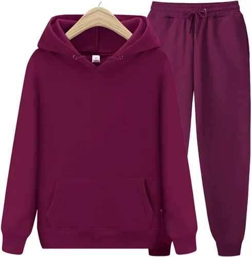 Vista 21 de CHAIRAY Conjunto deportivo unisex de 2 piezas con capucha para mujer 01Albaricoque