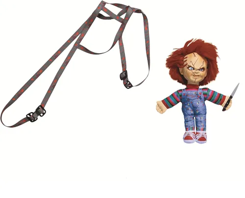 Vista 2 de Disguise Chucky Arnés de espalda, accesorio oficial de disfraz de Halloween de Chucky para adultos, muñeca de 13 pulgadas