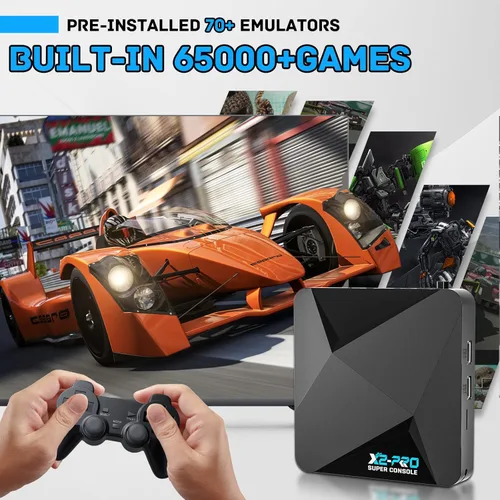 Vista 2 de Kinhank Super Console X2 Pro - Consola de juegos retro integrada con más de 65000 juegos, sistema de juegos Android 9.0Emuelec 4.6, salida 4K UHD