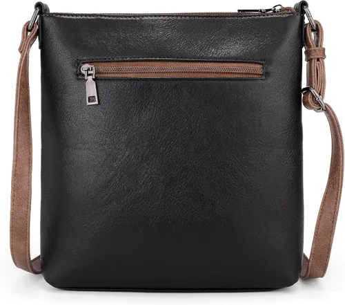 Vista 5 de UTO Bolsos cruzados para mujer, diseño de cuero de moda, para teléfono celular, multibolsillo, bolso de hombro para mujer
