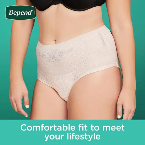 Vista 4 de Depend Fresh Protection - Pañales para adultos, ropa interior de incontinencia y para pérdida de orina posparto para mujer, desechable, máxima
