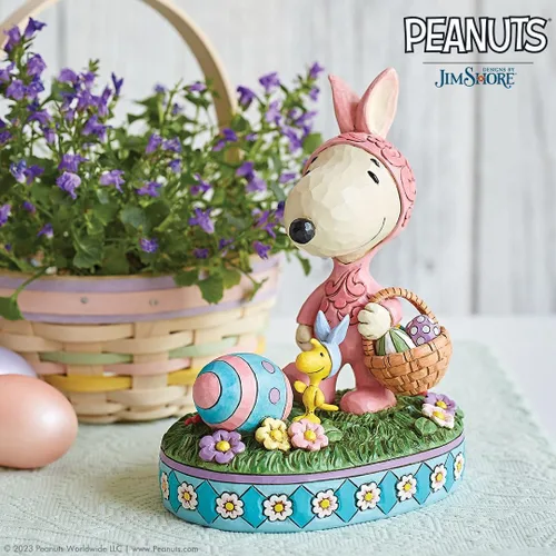 Vista 2 de Enesco Peanuts by Jim Shore Snoopy and Woodstock - Figura de conejitos de Pascua, 6 pulgadas, multicolor