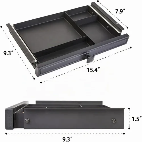 Vista 2 de GOME Cajón deslizable debajo del escritorio con diseño divisor de espacio para guardar lápices y accesorios de oficina, organizador de bandeja Negro