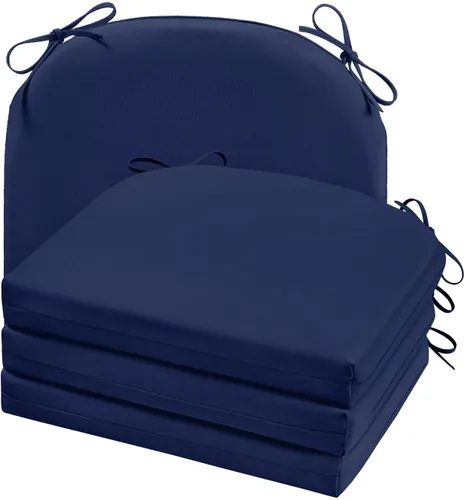 Vista 24 de Cozyide Cojines para sillas de exterior, cojines de asiento de patio impermeables con correas ajustables, cojines cuadrados para sillas de patio