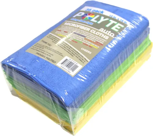 Vista 6 de POLYTE Paño de limpieza de microfibra, 12 x 16 pulgadas, azul, verde, amarillo, paquete de 36