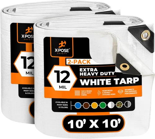 Vista 99 de Xpose Safety Lona protectora de polietileno plateado resistente de 5 x 7 pies - Funda protectora multiusos - Duradera, resistente al agua