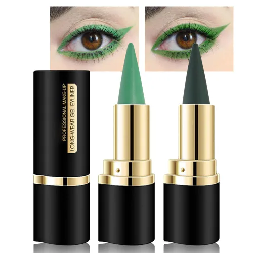 Vista 10 de Kaely Lápiz delineador de ojos en gel gris, lápiz delineador de ojos impermeable a prueba de manchas, maquillaje de gato gótico para Halloween