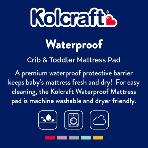 Vista 2 de Kolcraft Protector de colchón de cuna impermeable y ajustable, funda protectora de colchón y funda de cama infantil, duradera y cómoda, lavable a