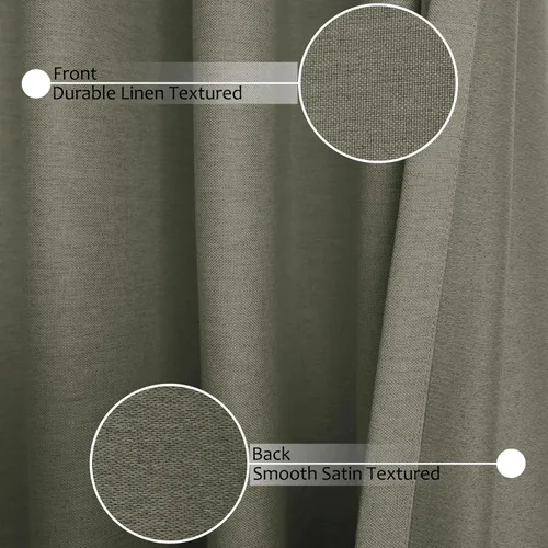 Vista 42 de Frelement Cortinas opacas de lino natural, paneles de cortinas con bolsillo para barra y pestaña trasera, para sala de estar, cortinas