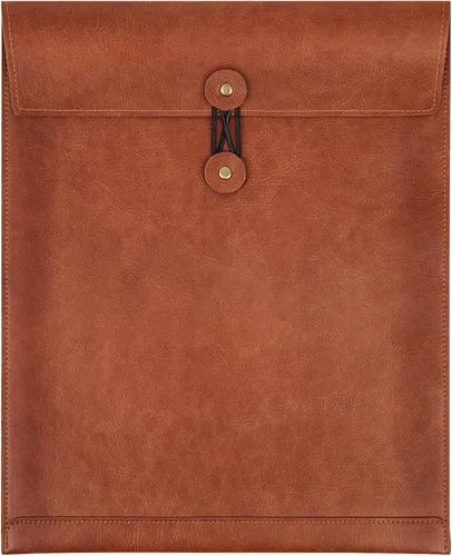 Vista 27 de Carpeta de archivos de piel sintética marrón para documentos, carpeta de documentos importantes con lazo de cuerda, funda para portátil estuche