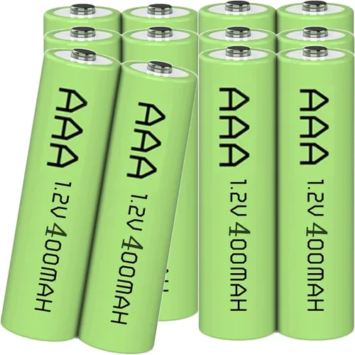 Paquete de 12 baterías recargables Ni-MH de 1.2 V AAA 400 mAh para luces solares de paisajismo de jardín (celda triple A)