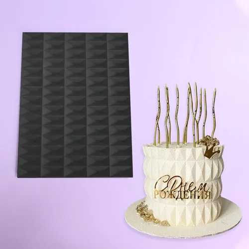 Vista 6 de mostsom Molde de Silicona para Pastel de Encaje con Patrón de Cubo, Tapete de Impresión de Fondant para Hornear, Dulces, Chocolate, Decoración