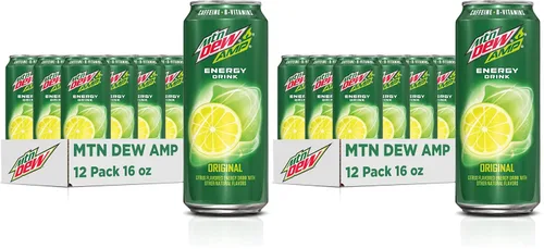 Vista 7 de Amp Energy, Original, Cafeína, Vitaminas B, latas de 16 onzas líquidas (paquete de 12)