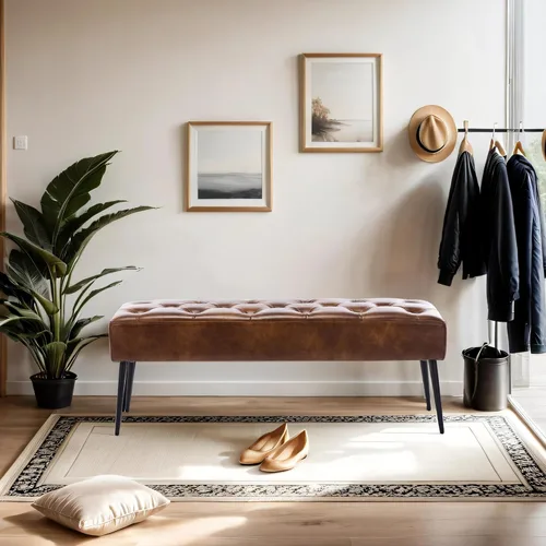 Vista 74 de DUHOME Banco otomano moderno de terciopelo, tapizado con botones, banco de pie de cama con base dorada para entrada, sala de estar, comedor