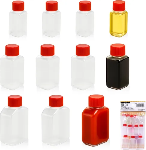 Vista 4 de JapanBargain 2054, botellas de viaje japonesas para aderezo con salsa de soja, botellas de chorro para apretar, mini recipientes para salsa