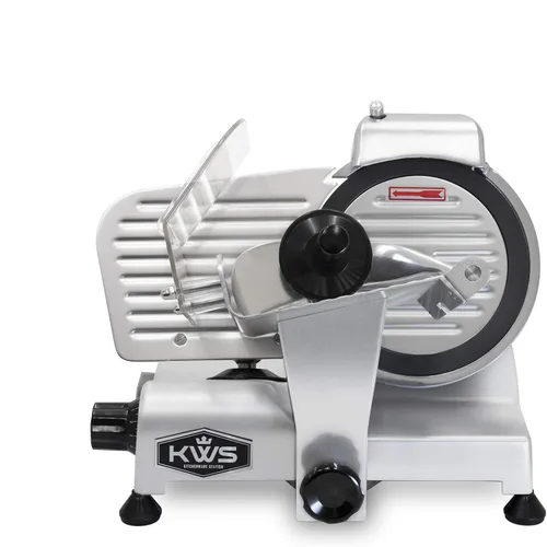 Vista 12 de KWS MS-6RS Premium - Rebanadora Eléctrica de 200W con Cuchilla de Acero Inoxidable Roja de 7.67 Pulgadas, Rebanadora de Alimentos para Carne