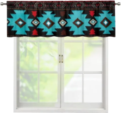 Vista 20 de ZFRXIGN Cortina de cenefa de cocina de caballo occidental para ventanas pequeñas, bolsillo azteca tribal cortinas opacas cortas para sala de estar