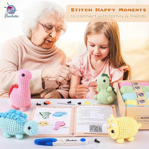 Vista 38 de Crochet Kit for Beginners, Beginner Crochet Kit for Adults with Step-by-Step Video Tutorials, DIY Crochet Animal Kits Kids Knitting Supplies