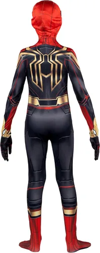 Vista 5 de MARVEL Integrated Spider-Man Official Youth Deluxe Zentai Costume - Stretch Spandex with Hidden Zippers and Wrist Slits