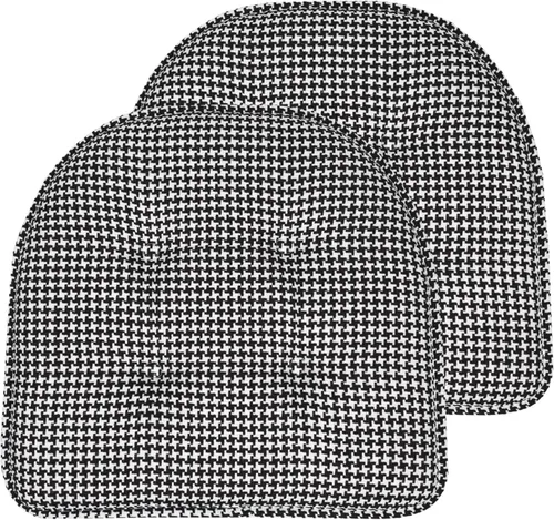 Vista 121 de Sweet Home Collection - Cojín de espuma viscoelástica para silla con capitoné, antideslizante, en forma de U, de 17 x 16 pulgadas, a cuadros Cuadros