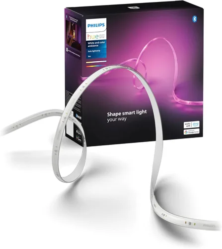 PHILIPS Hue Kit de base de tira de luz LED inteligente RGBWW de 10 pies para interiores, 1 paquete, control con aplicación Hue, tira de luces LED