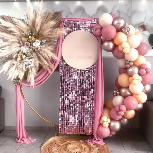 Vista 7 de Kit de guirnalda de globos de color rosa y nude, guirnalda de globos de color rosa polvoriento con globos de oro champán blanco albaricoque